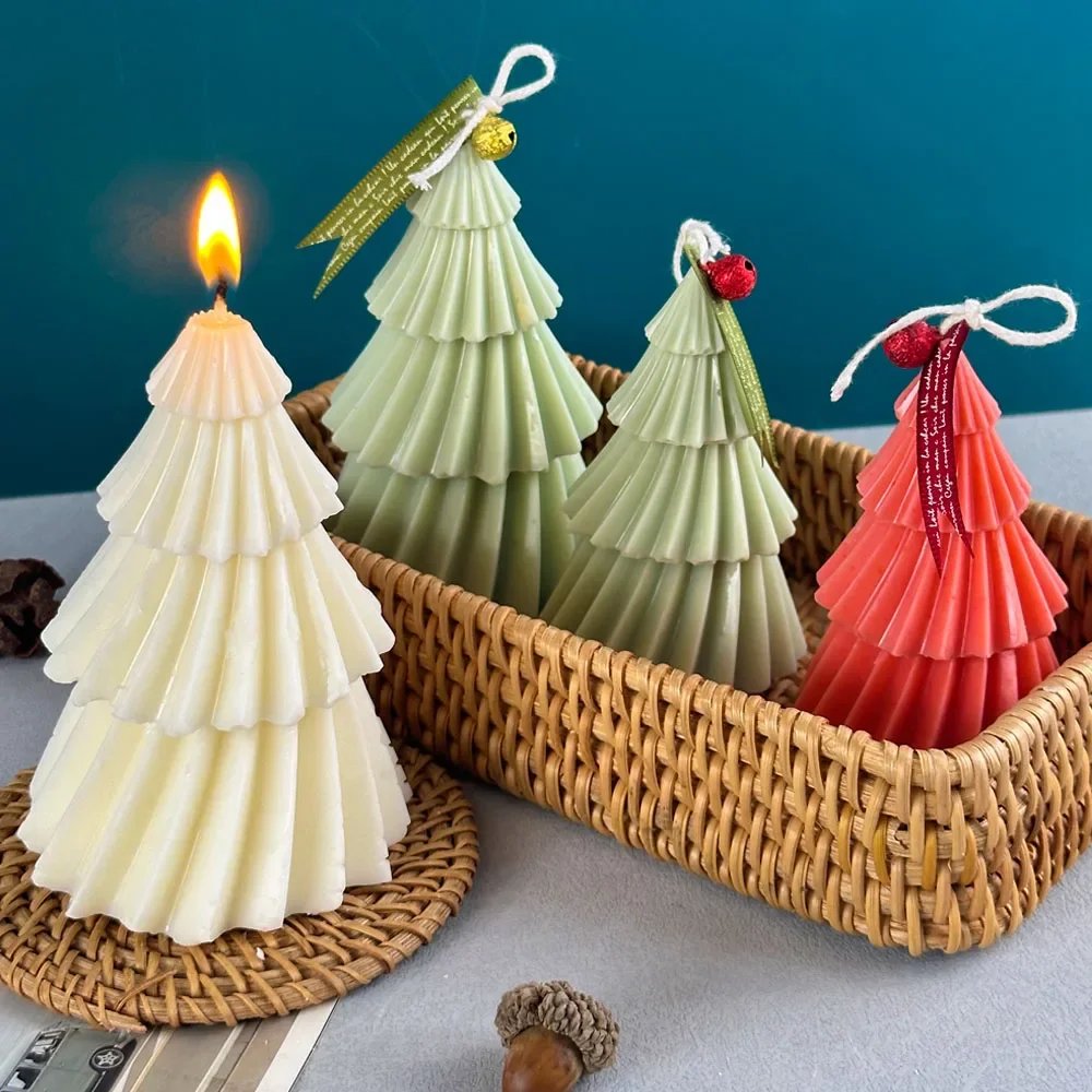 Christmas Tree Silicone Candle Mold DIY Geometric Pine Scented Candles Soap Molds Plaster Resin Clay Mould Home Decor Craft Gift