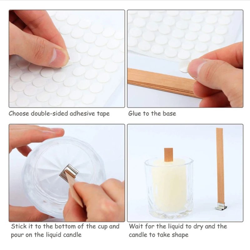 30/50pcs Wooden Candle Wick Set With Clip Base Smokeless Candle Wicks for DIY Paraffin Candle Jar Making Candle Making Supplies