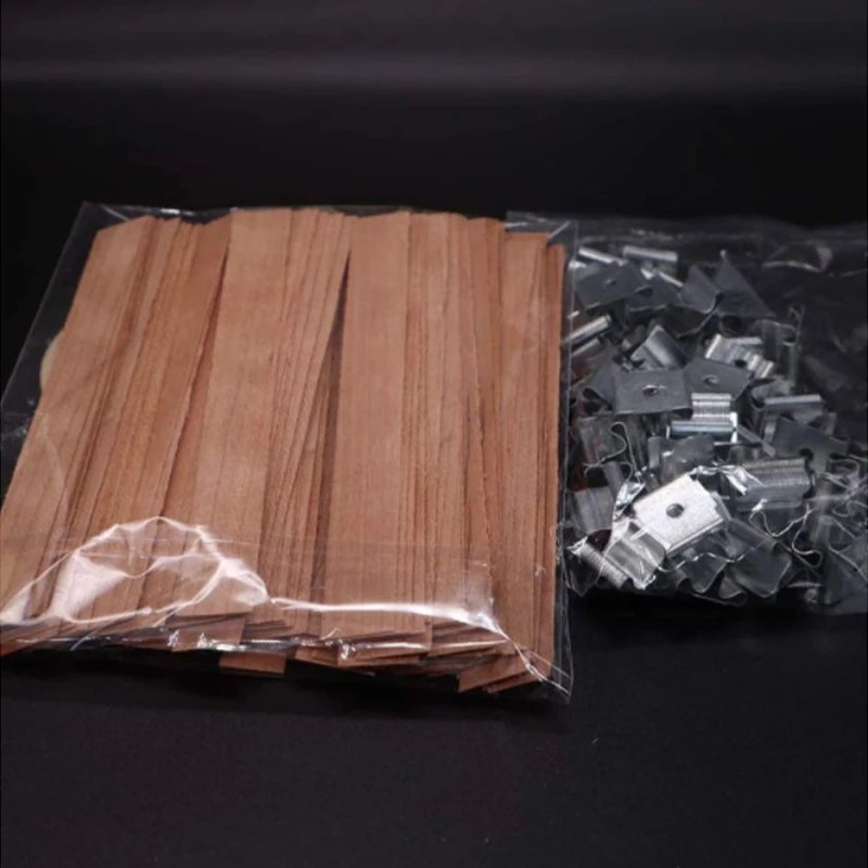 30/50pcs Wooden Candle Wick Set With Clip Base Smokeless Candle Wicks for DIY Paraffin Candle Jar Making Candle Making Supplies