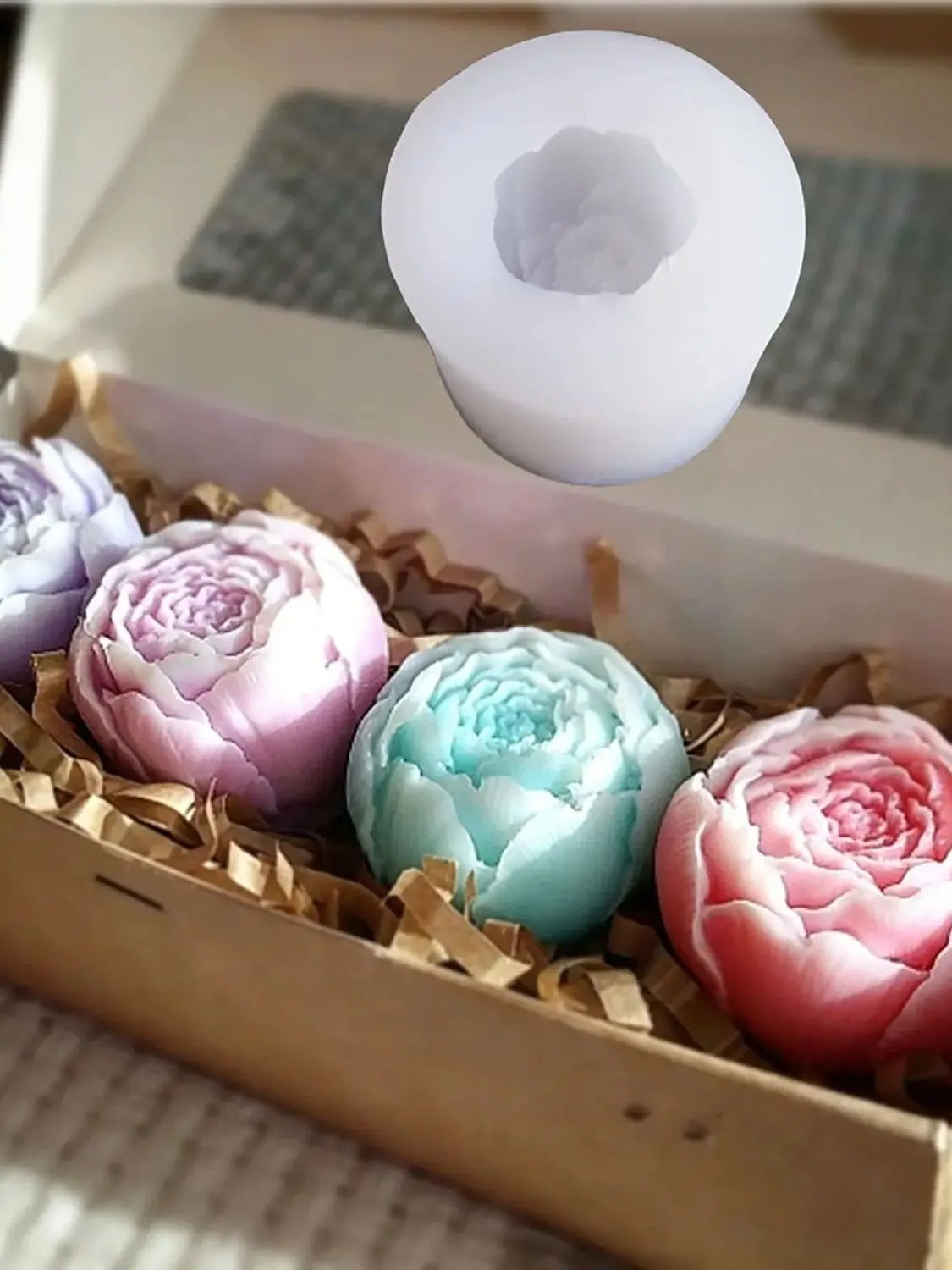 Rose with Buds, Silicone Mold, Flower Soap, Candle Fragrance, Gypsum Cake Mold