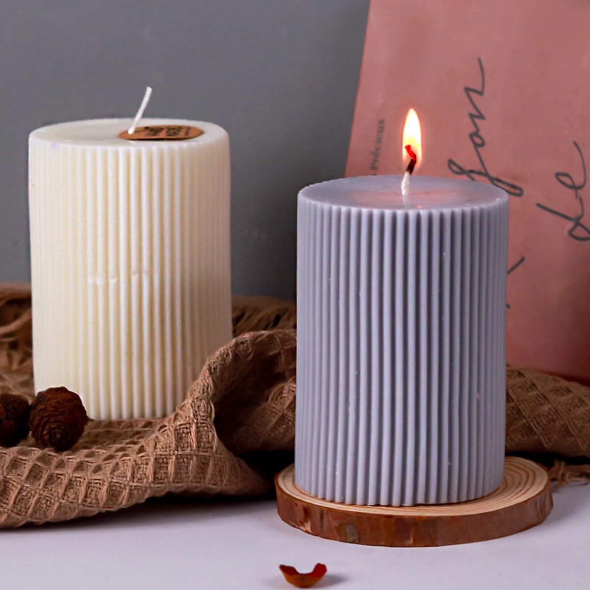 Striped Cylindrical Candle Silicone Mold Handmade Scented Candle Making Wax Mould DIY Crystal Epoxy Resin Craft Molds Home Decor Striped Cylindrical Candle Silicone Mold Handmade Scented Candle Making Wax Mould DIY Crystal Epoxy Resin Craft Molds Home Decor