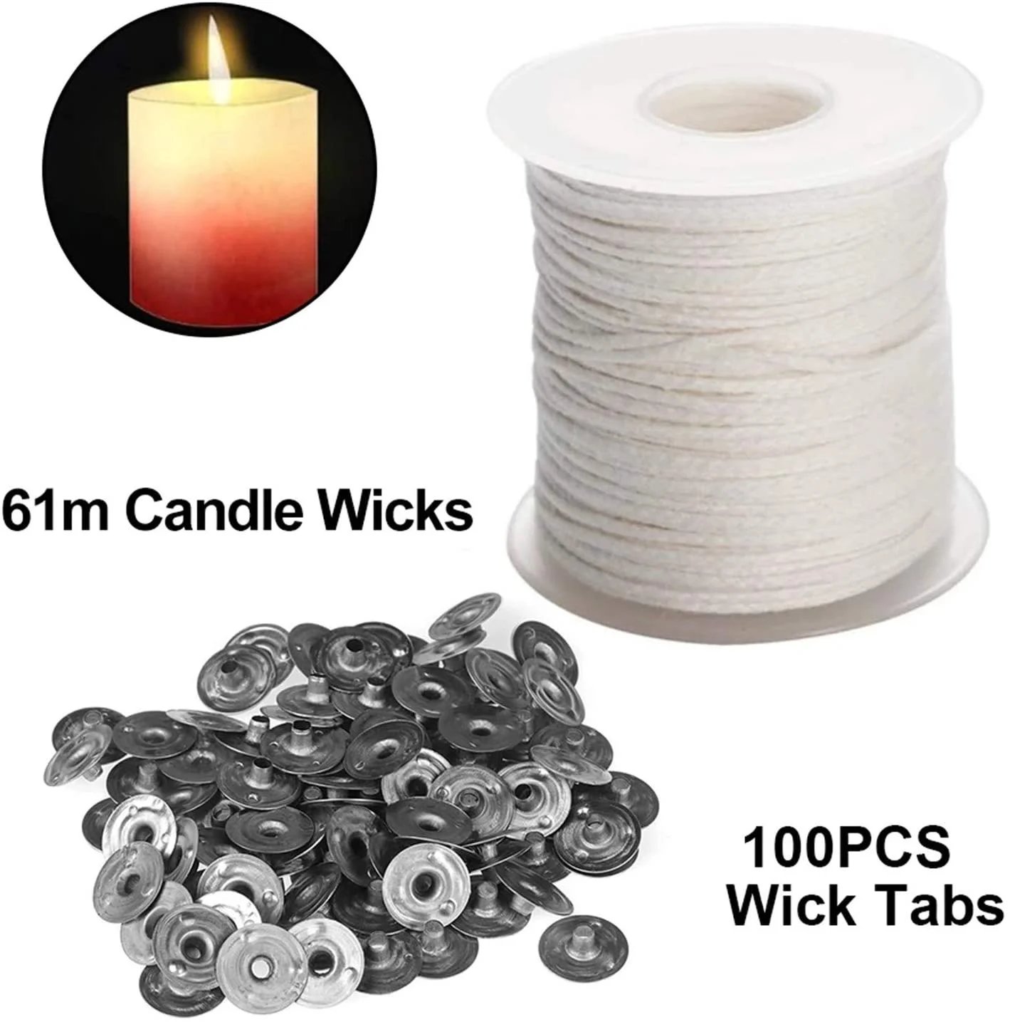 DIY Wax Core 61 M Long Cotton Woven Candle Lamp Wick Candle Accessories Candle Lamp Wick Candle Making Kit Candle Lamp Wick