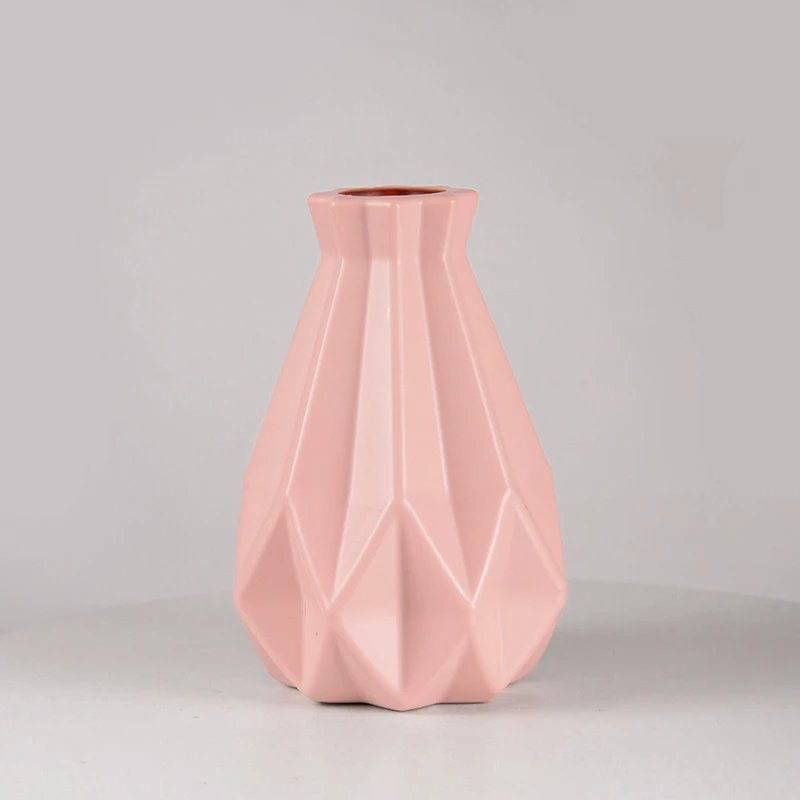 Nordic Flower Vase Imitation Ceramic Plastic Flower Vase Pot Home Living Room Desktop Decoration Wedding Centerpiece Arrangement