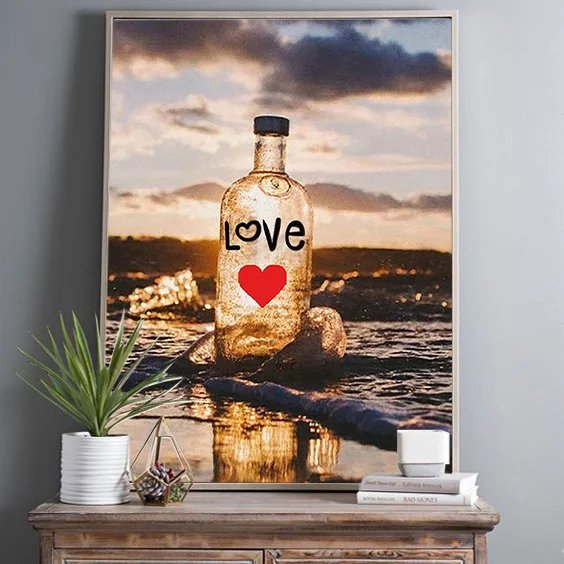 5D DIY Diamond Painting Landscape Pictures Drifting Bottle Double Heart Beach Photos Full Drill Handwork Diamond Mosaic Gifts 5D DIY Diamond Painting Landscape Pictures Drifting Bottle Double Heart Beach Photos Full Drill Handwork Diamond Mosaic Gifts