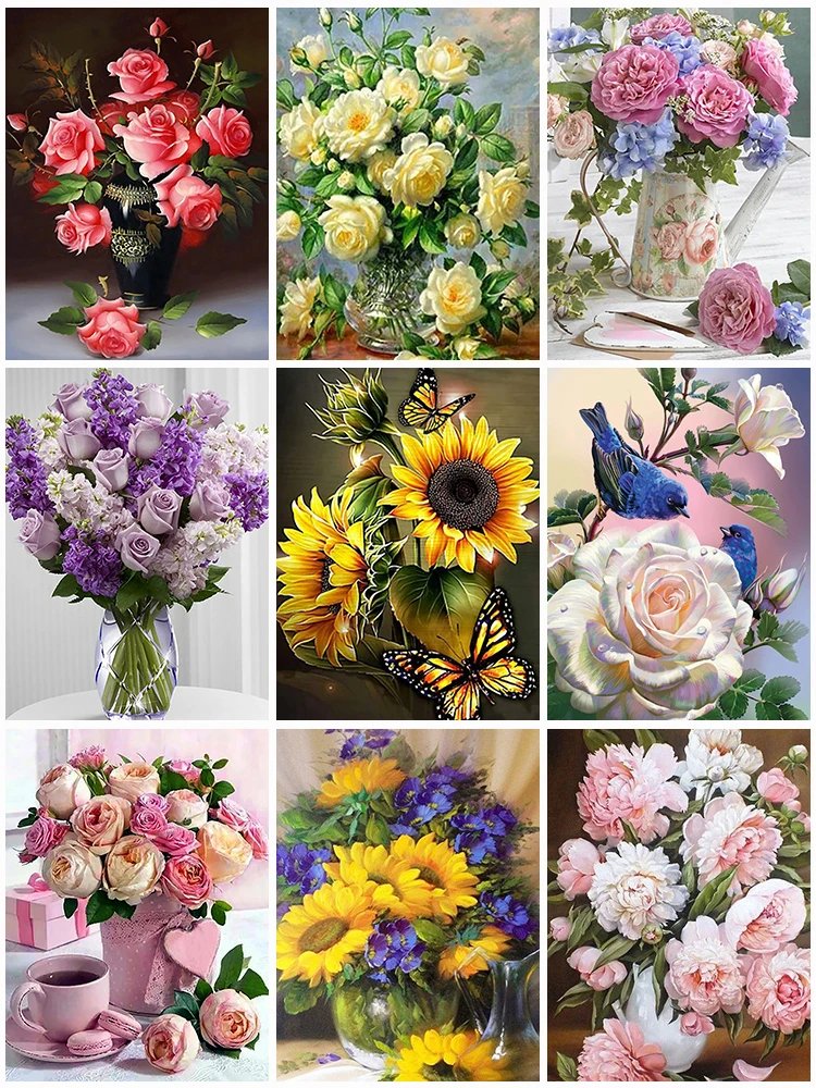 5D DIY Diamond Painting Flower Diamond Embroidery Painting Full Round Diamond Mosaic DIY Rhinestones Home Decor Gift