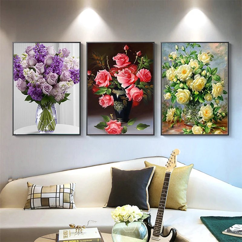 5D DIY Diamond Painting Flower Diamond Embroidery Painting Full Round Diamond Mosaic DIY Rhinestones Home Decor Gift