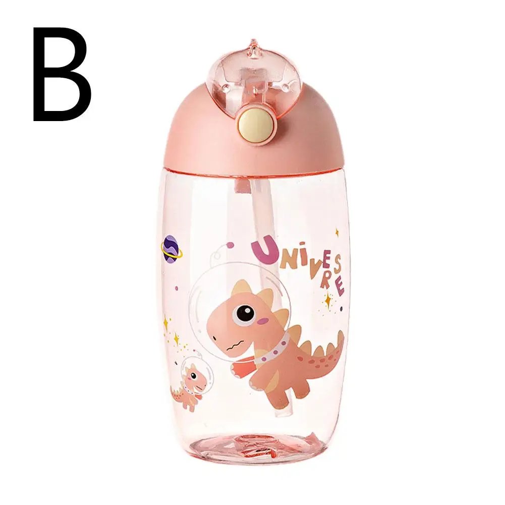500ML Children's Water Bottle For School Portable Cartoon Dinosaur Sippy Cup Creative Feeding Cup With Straws And Lids Drinkware