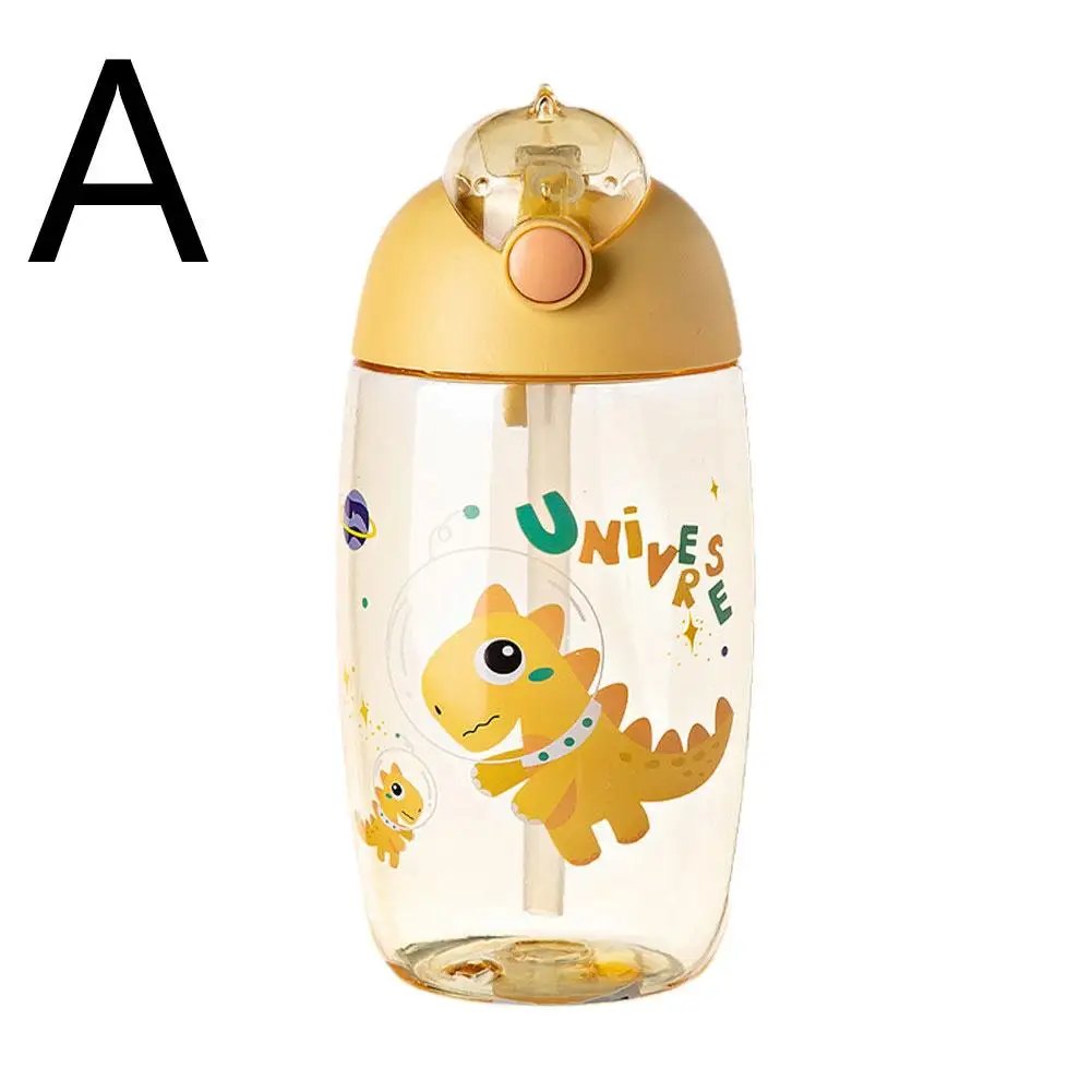 500ML Children's Water Bottle For School Portable Cartoon Dinosaur Sippy Cup Creative Feeding Cup With Straws And Lids Drinkware