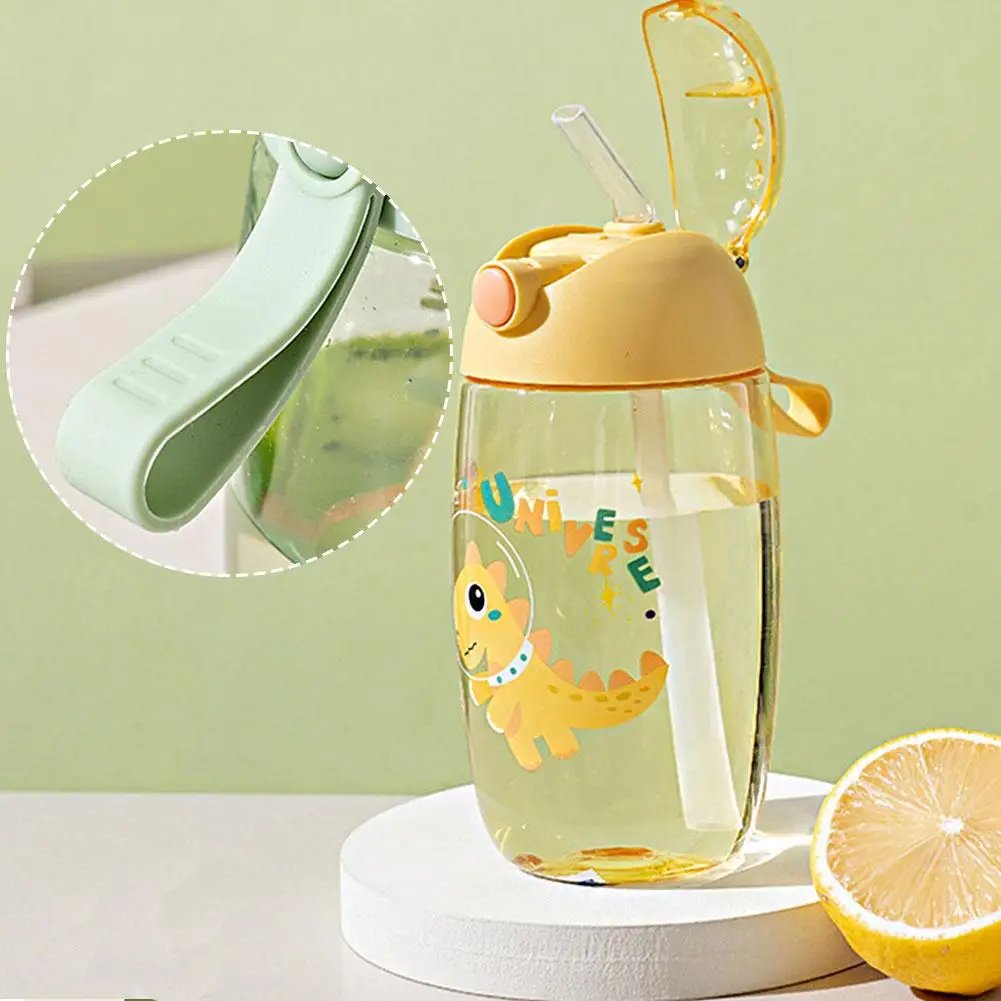 500ML Children's Water Bottle For School Portable Cartoon Dinosaur Sippy Cup Creative Feeding Cup With Straws And Lids Drinkware