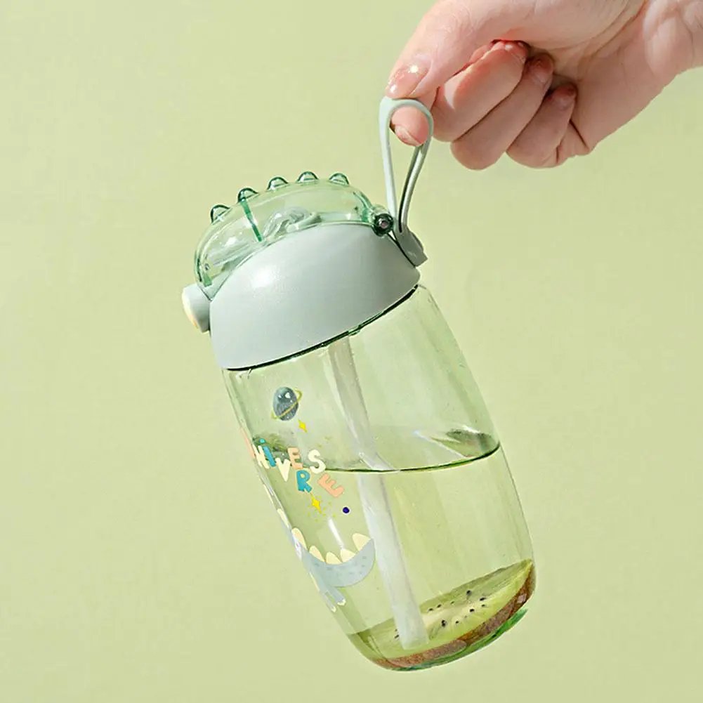 500ML Children's Water Bottle For School Portable Cartoon Dinosaur Sippy Cup Creative Feeding Cup With Straws And Lids Drinkware