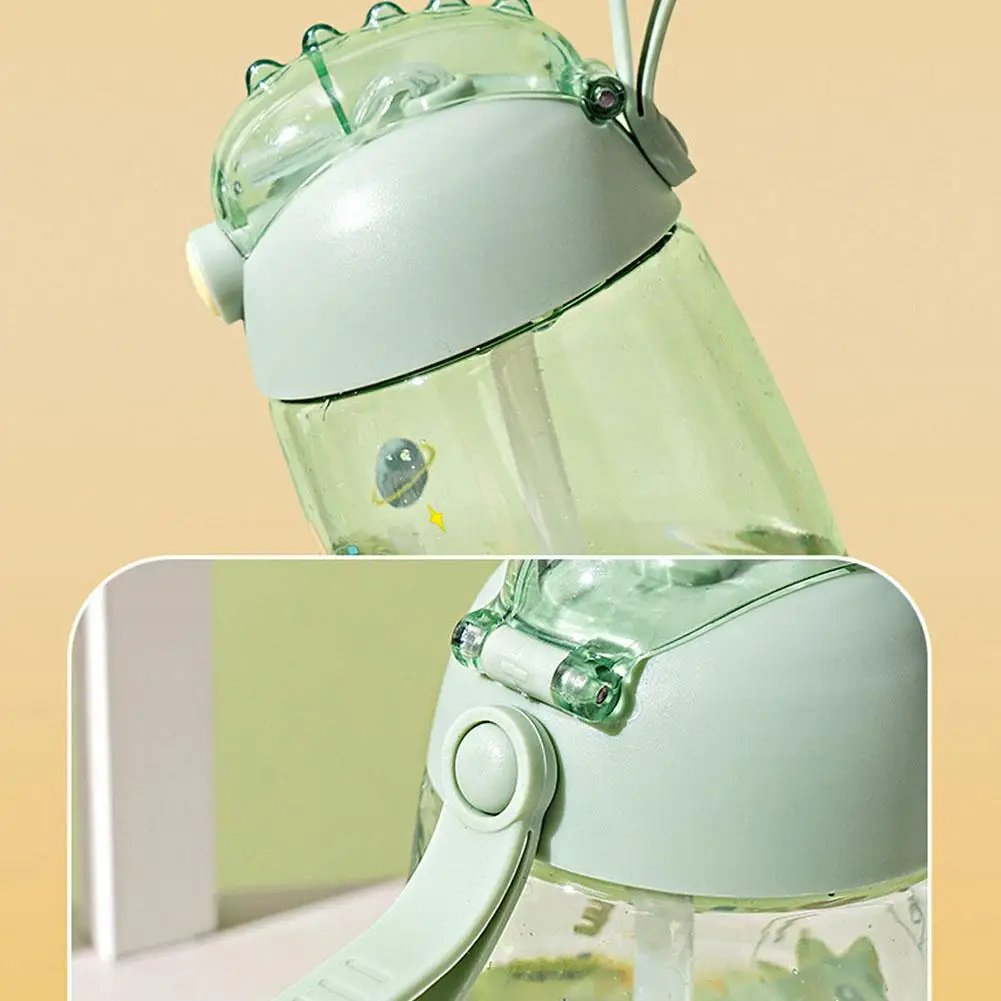 500ML Children's Water Bottle For School Portable Cartoon Dinosaur Sippy Cup Creative Feeding Cup With Straws And Lids Drinkware