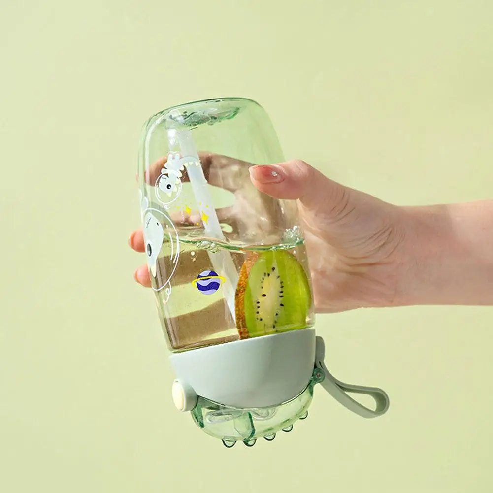 500ML Children's Water Bottle For School Portable Cartoon Dinosaur Sippy Cup Creative Feeding Cup With Straws And Lids Drinkware