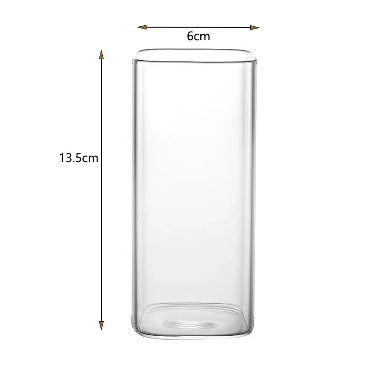 Square Coffee Glass Cup With Lid and Straw Transparent glasses Milk Tea Juice Cups ice Mug For Drinkware Square Coffee Glass Cup With Lid and Straw Transparent glasses Milk Tea Juice Cups ice Mug For Drinkware