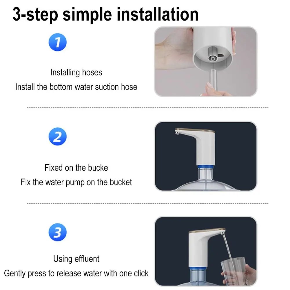 Electric Water Bottle Pump Ultra Silent Drinking Water Dispenser Universial USB Rechargeable Pump for Kitchen Office Home