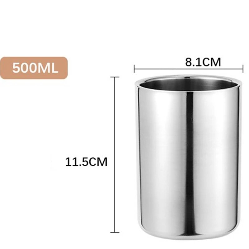 350ml/500ml Stainless Steel Double Wall Beer Mug Silver Coffee Cup Portable Travel Office Water Cups Drinkware Tumbler
