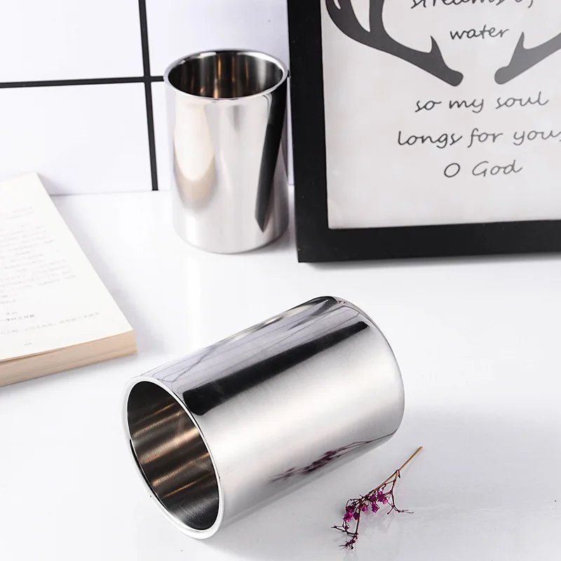 350ml/500ml Stainless Steel Double Wall Beer Mug Silver Coffee Cup Portable Travel Office Water Cups Drinkware Tumbler