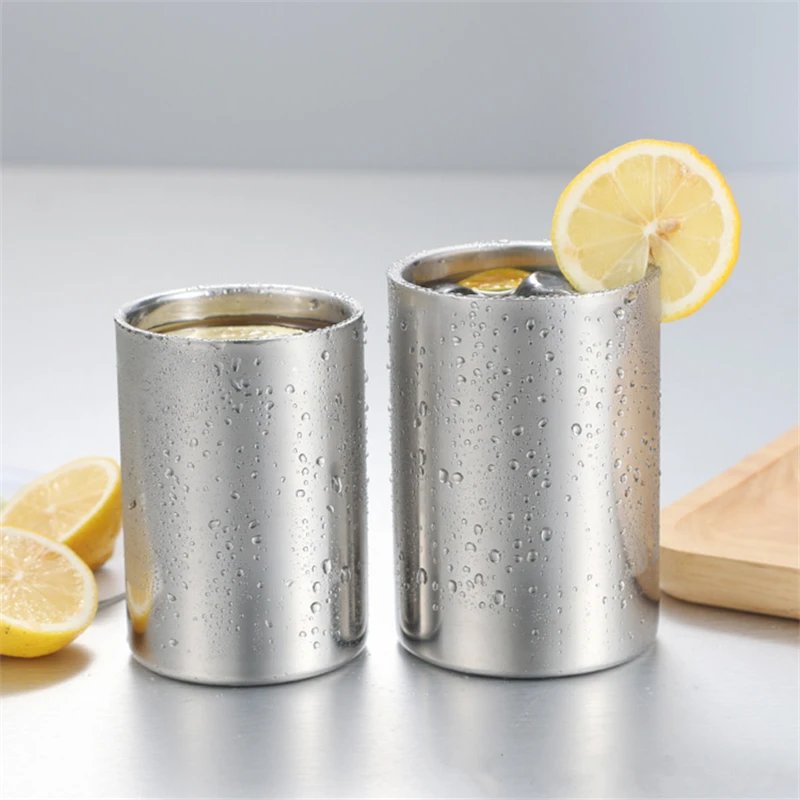 350ml/500ml Stainless Steel Double Wall Beer Mug Silver Coffee Cup Portable Travel Office Water Cups Drinkware Tumbler