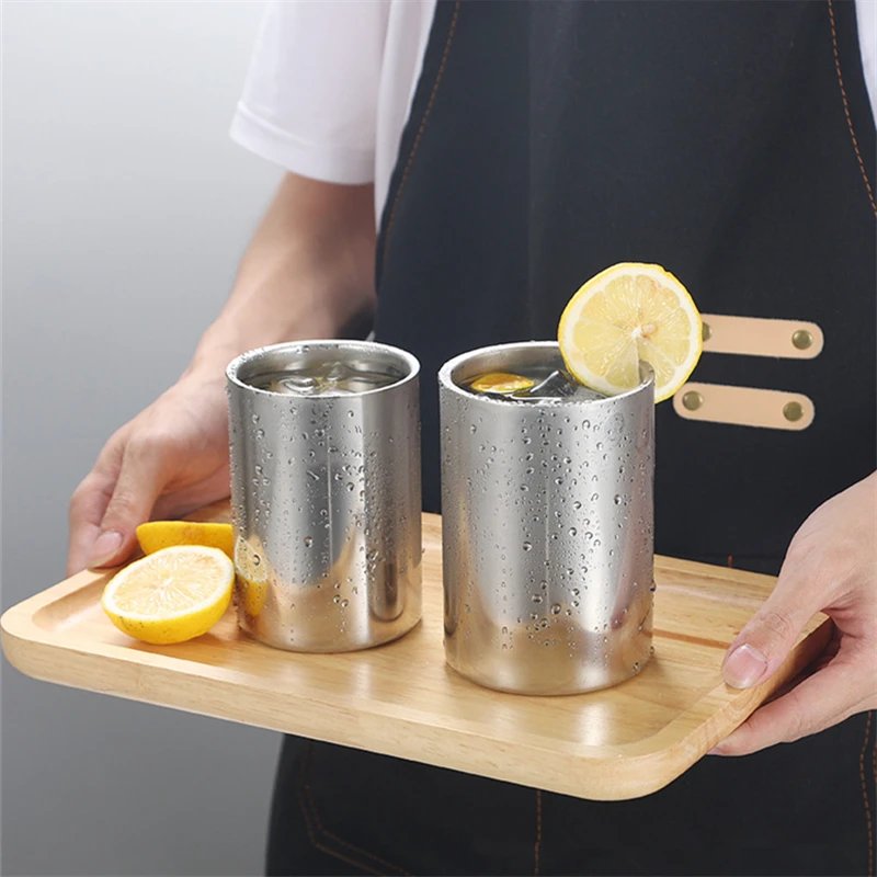 350ml/500ml Stainless Steel Double Wall Beer Mug Silver Coffee Cup Portable Travel Office Water Cups Drinkware Tumbler