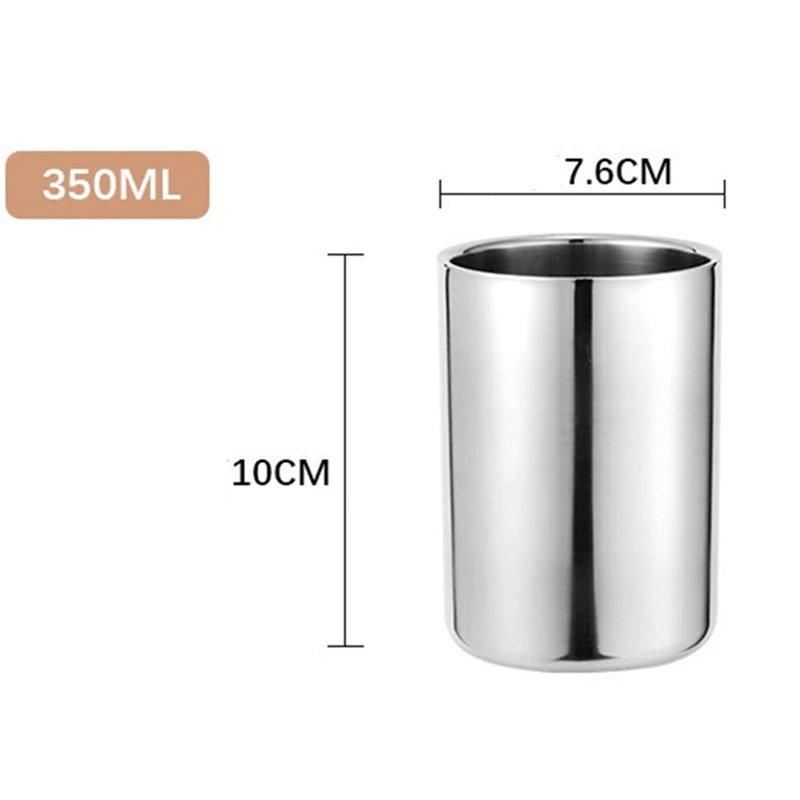 350ml/500ml Stainless Steel Double Wall Beer Mug Silver Coffee Cup Portable Travel Office Water Cups Drinkware Tumbler
