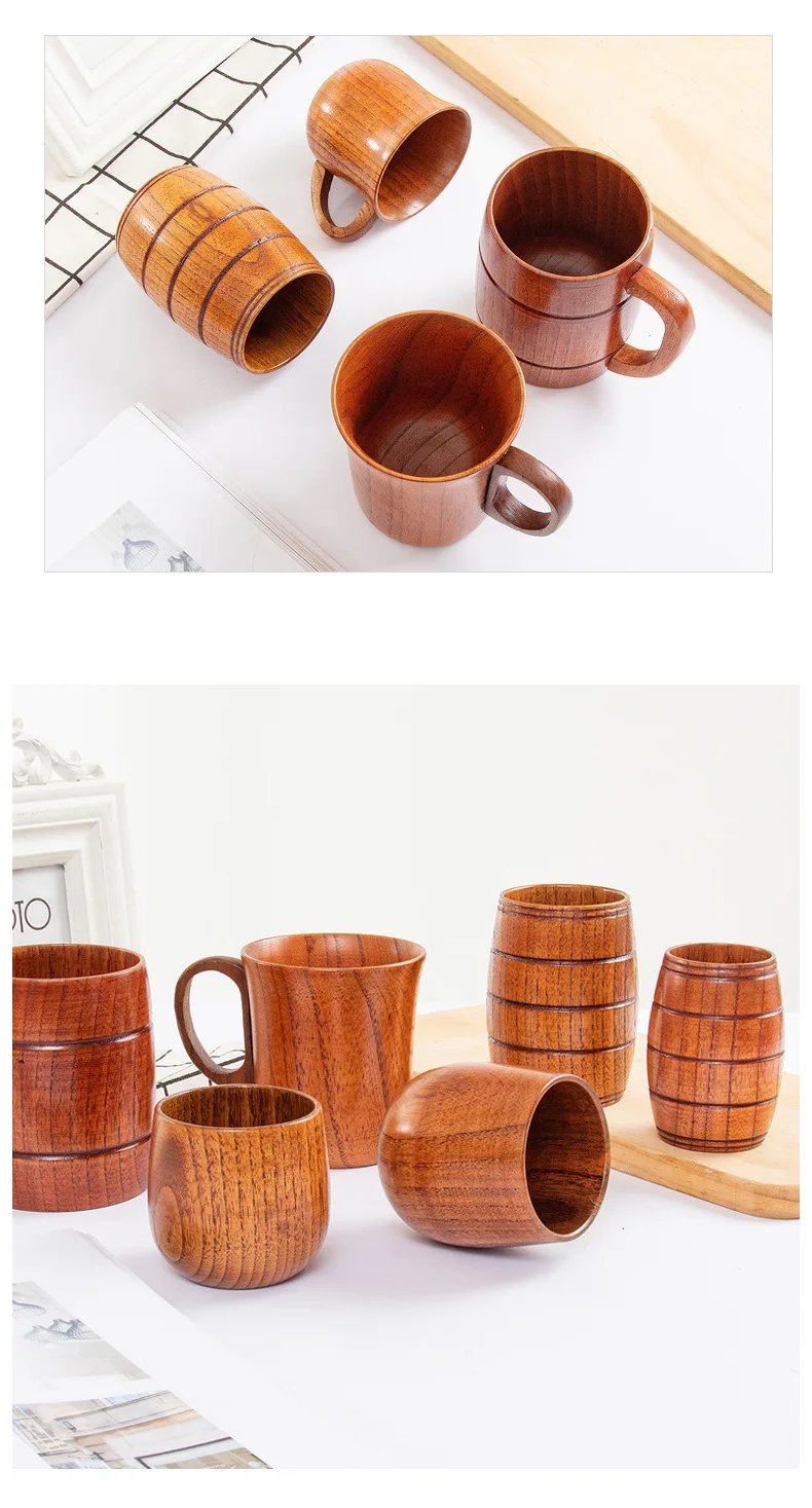 Wooden Big Belly Cups Handmade Jujube Wood Handle Cups Beer Tea Coffee Milk Water Cup Kitchen Bar Drinkware for Kitchen Bar 1PC