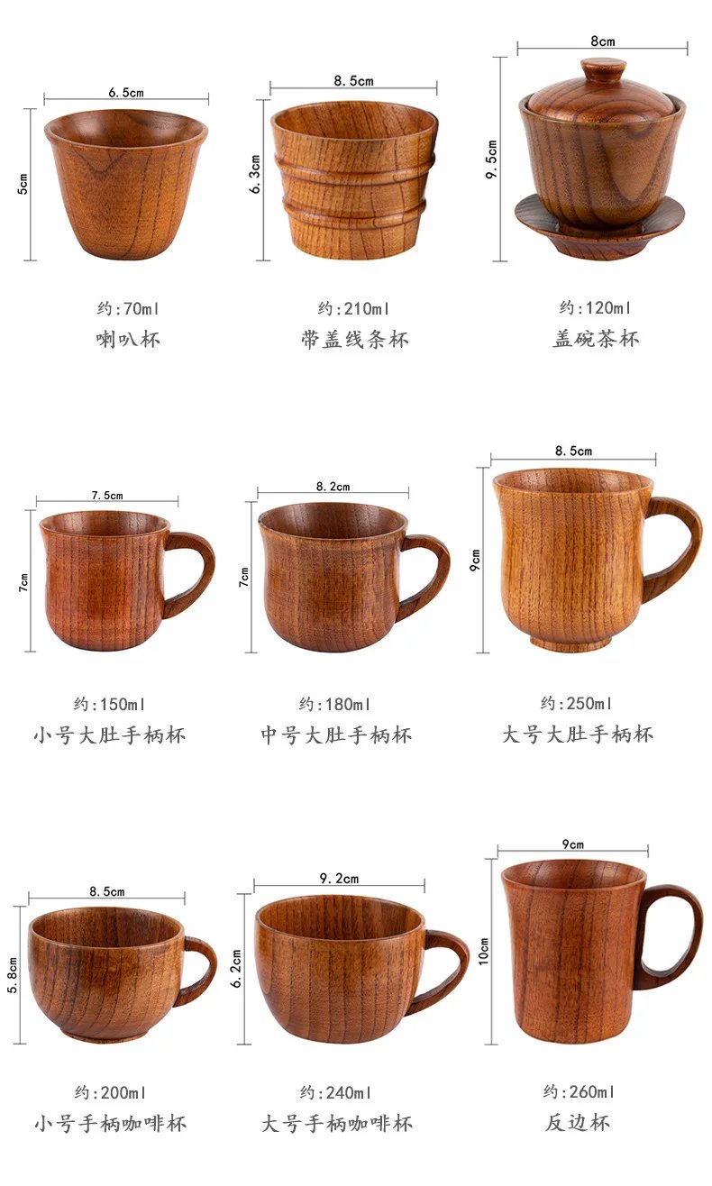 Wooden Big Belly Cups Handmade Jujube Wood Handle Cups Beer Tea Coffee Milk Water Cup Kitchen Bar Drinkware for Kitchen Bar 1PC