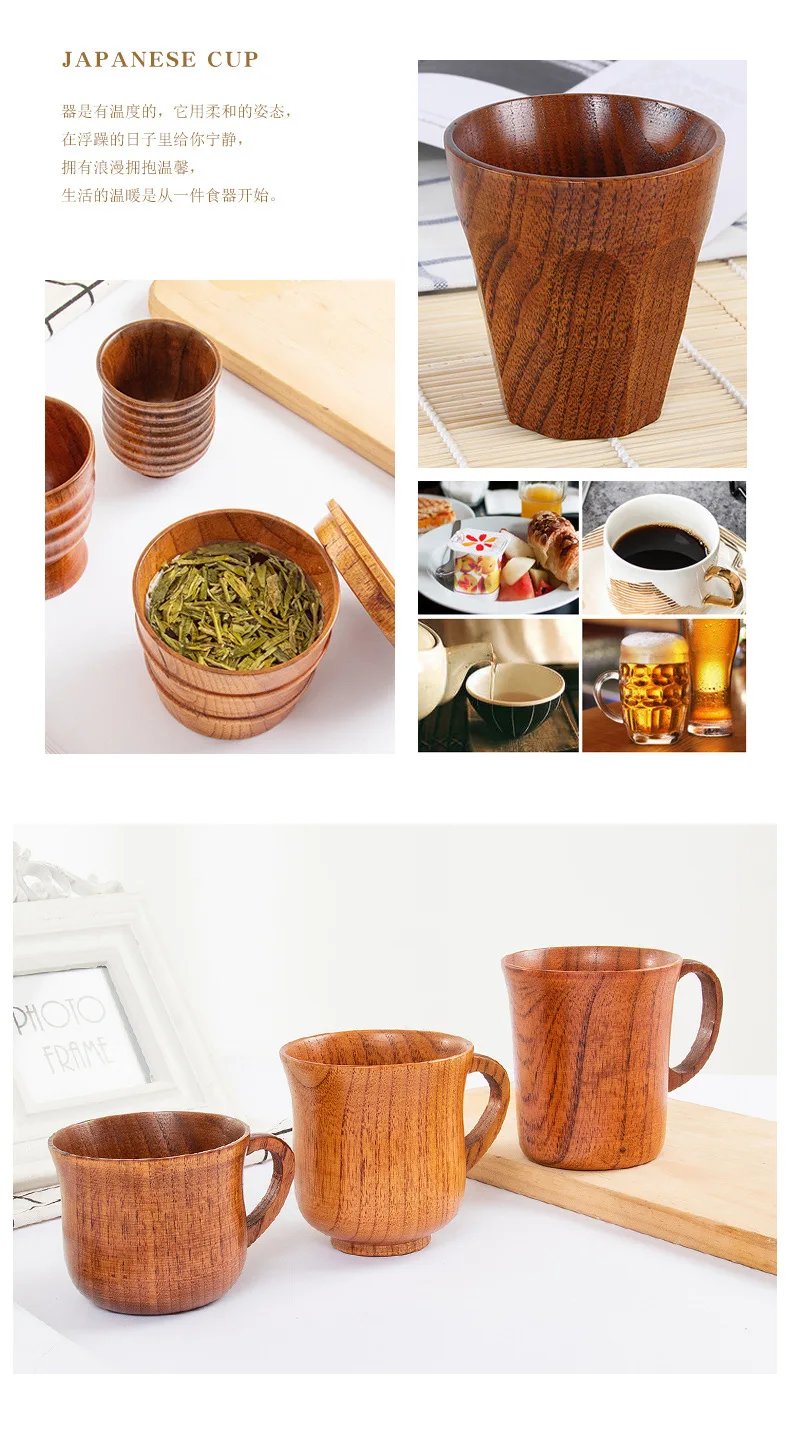 Wooden Big Belly Cups Handmade Jujube Wood Handle Cups Beer Tea Coffee Milk Water Cup Kitchen Bar Drinkware for Kitchen Bar 1PC
