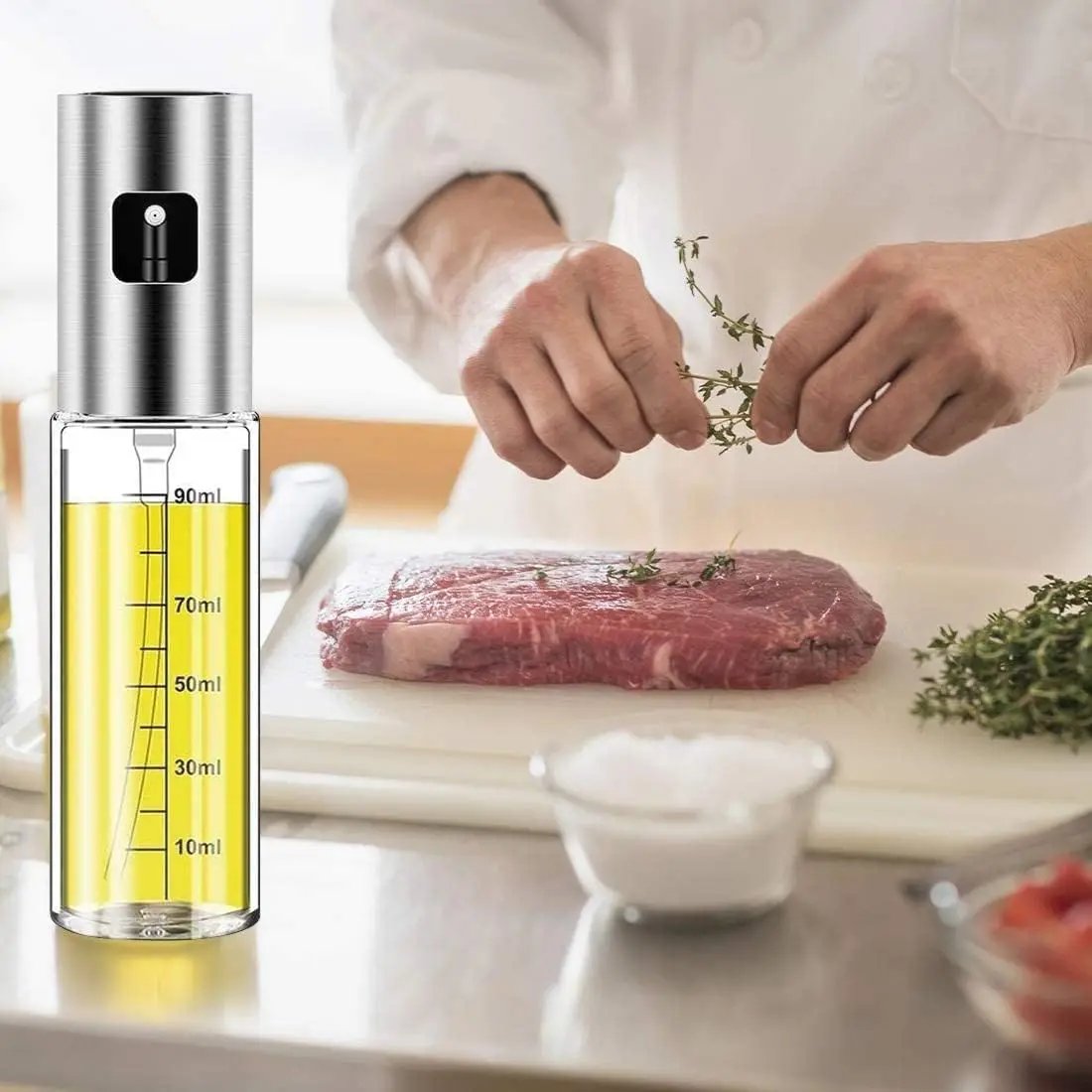 Glass Oil Sprayer for Cooking Olive Spray Mister for Salad BBQ Kitchen Baking Empty Vinegar Bottle