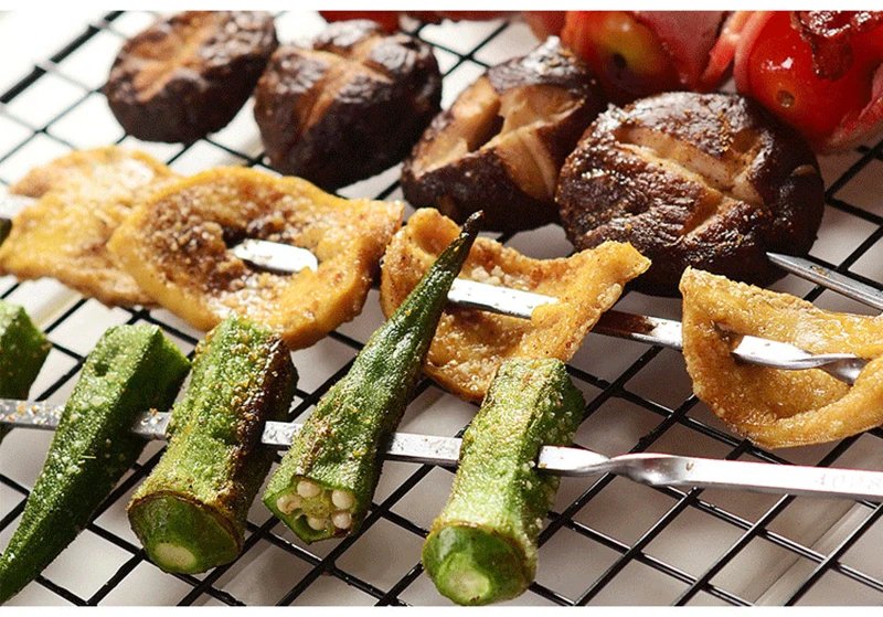 10/15Pcs Stainless Steel Barbecue Skewer Reusable BBQ Kebab Skewers  for Outdoor Camping Picnic Tools Cooking Tools