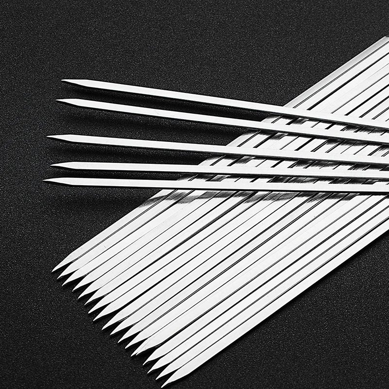 10/15Pcs Stainless Steel Barbecue Skewer Reusable BBQ Kebab Skewers  for Outdoor Camping Picnic Tools Cooking Tools