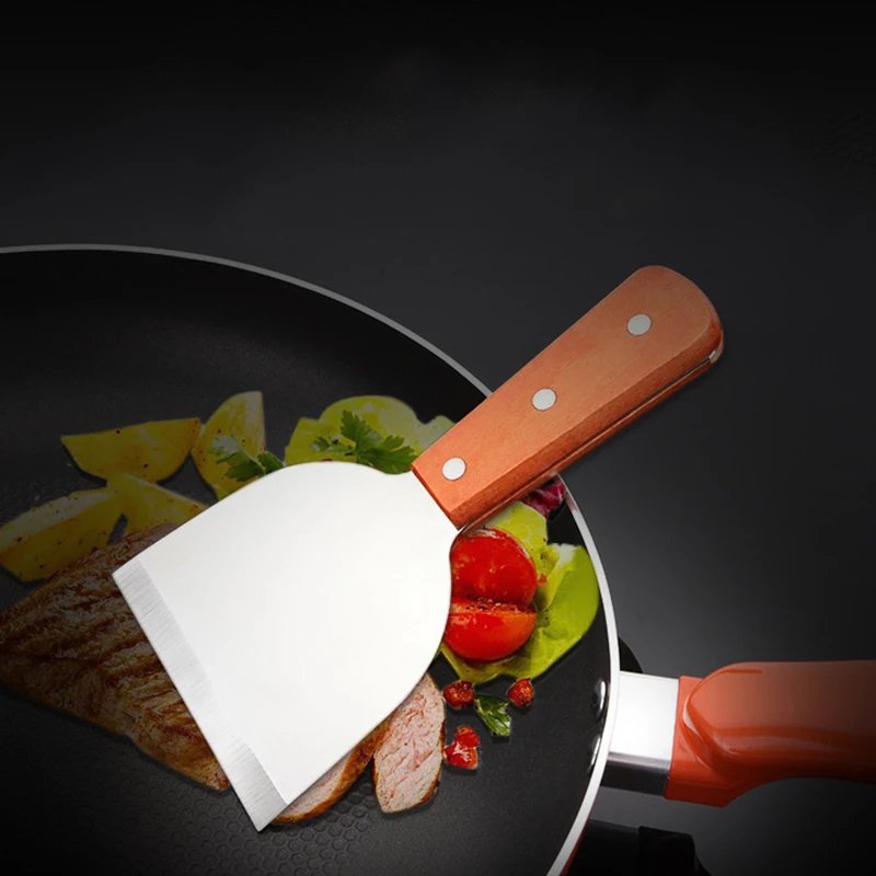 Stainless Steel Metal Spatula Turner Flat Burger Pancake Pizza Grill Flipper BBQ Baking Tools Teppanyaki Griddle Cooking Utensil