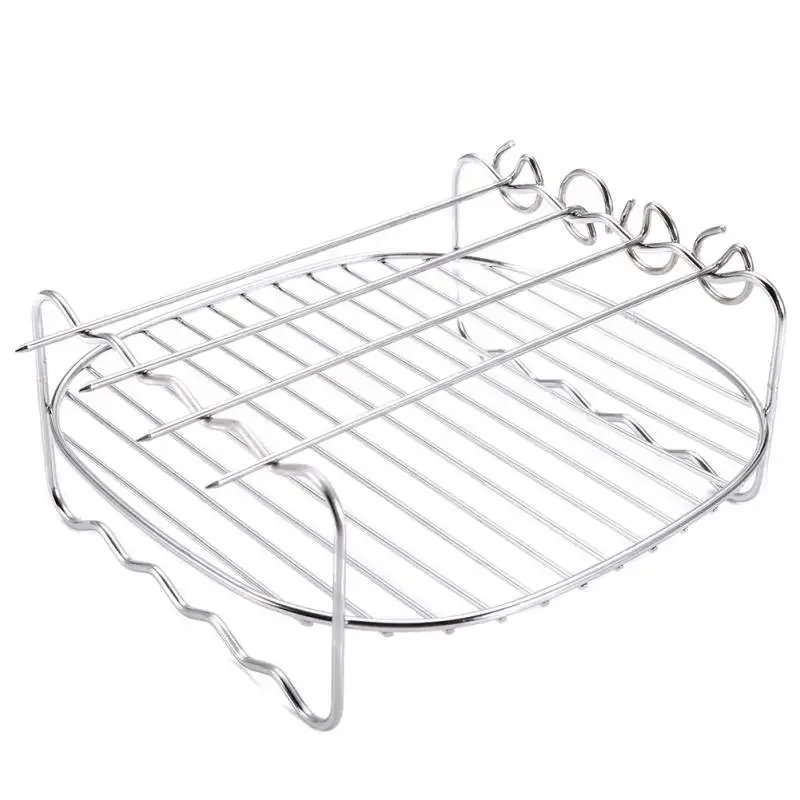 Baking Tray Skewers Air Fryer Stainless Steel Holder BBQ Rack Double Layer Grill Baking Tray Replacement Barbecue Kitchen Tools Baking Tray Skewers Air Fryer Stainless Steel Holder BBQ Rack Double Layer Grill Baking Tray Replacement Barbecue Kitchen Tools