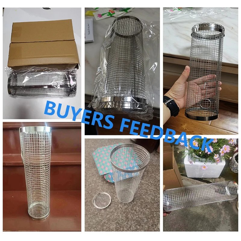 Rolling Grilling BBQ Basket Stainless Steel Leak proof Mesh Barbecue Rack Outdoor Picnic Camping Simple Cylindrical BBQ Grill