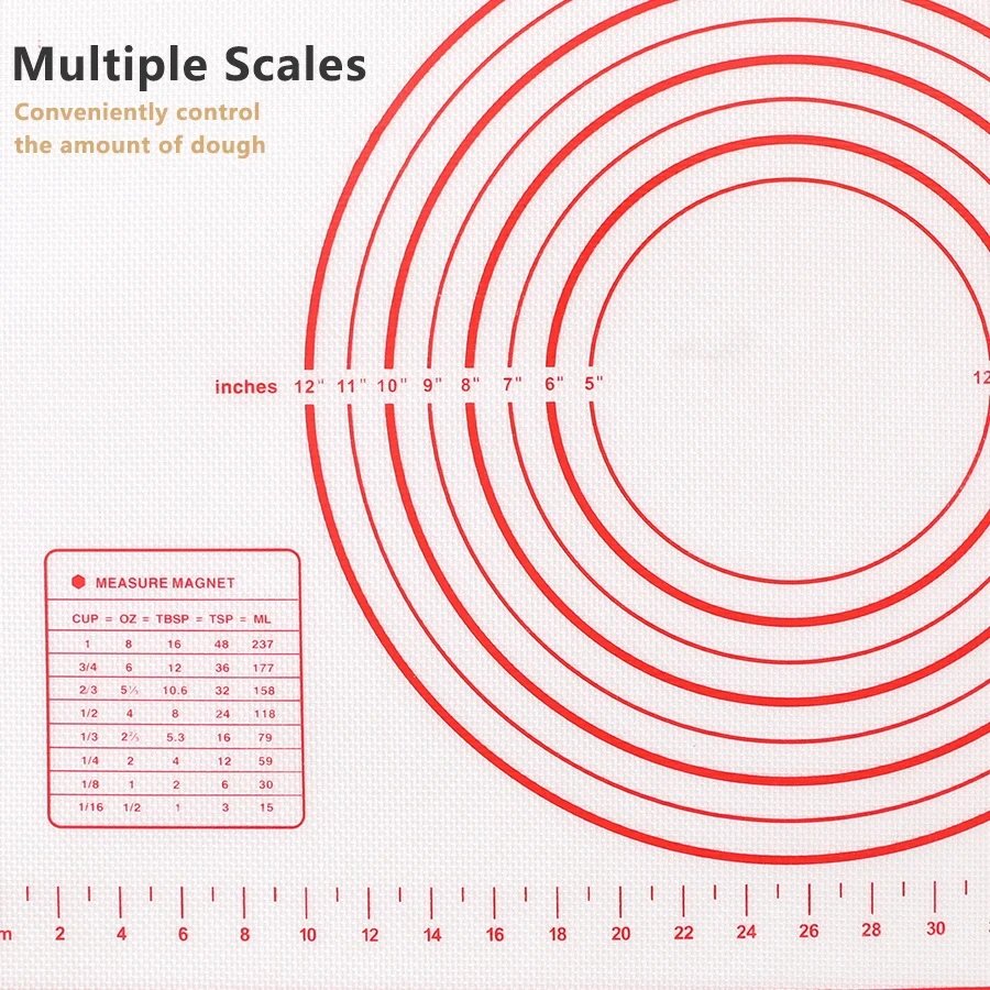 Black And Red Kneading Dough Mat Silicone Baking Mat Pizza Cake Dough Maker Kitchen Cooking Grill Gadgets Bakeware