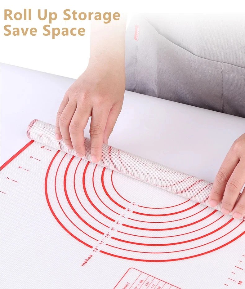 Black And Red Kneading Dough Mat Silicone Baking Mat Pizza Cake Dough Maker Kitchen Cooking Grill Gadgets Bakeware