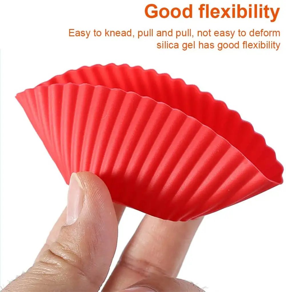 12pcs/Set Silicone Cake Mold Round Shaped DIY Cake Decorating Tools Muffin Cupcake Baking Molds Kitchen Cooking Bakeware Maker