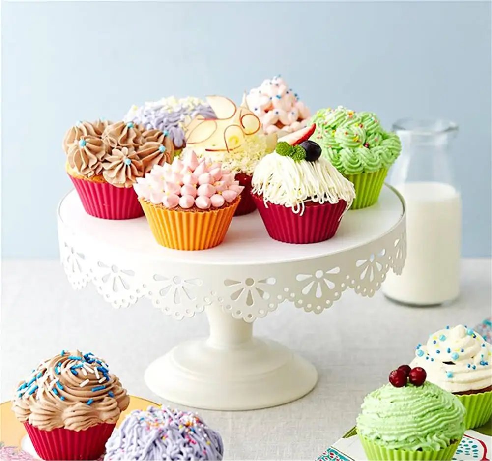 12pcs/Set Silicone Cake Mold Round Shaped DIY Cake Decorating Tools Muffin Cupcake Baking Molds Kitchen Cooking Bakeware Maker