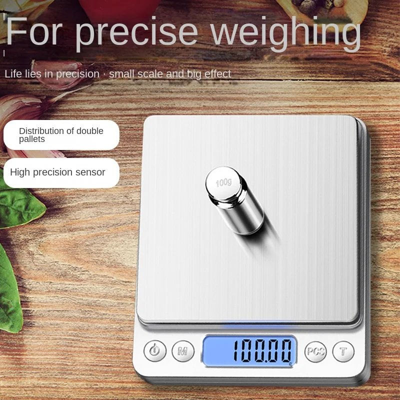 Digital Kitchen Scale Mini Pocket Stainless Steel Precision Jewelry Electronic Balance Weight Gold Gram 0.1/3000g Weigh Scales
