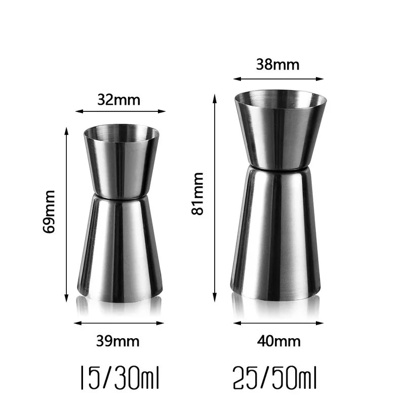 1 PC 15/30ml or 25/50ml Stainless Steel Cocktail Shaker Measure Cup Dual Shot Drink Spirit Jigger Kitchen Gadgets