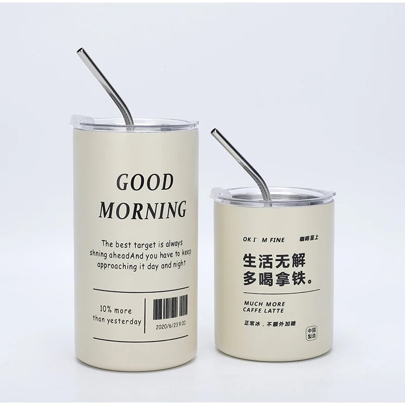 320/600ml Mug Coffee Cup With Lid Espresso Cups Aesthetic Cold Stainless Steel Pretty Coffeeware Drinkware Drink Items Straw Bar