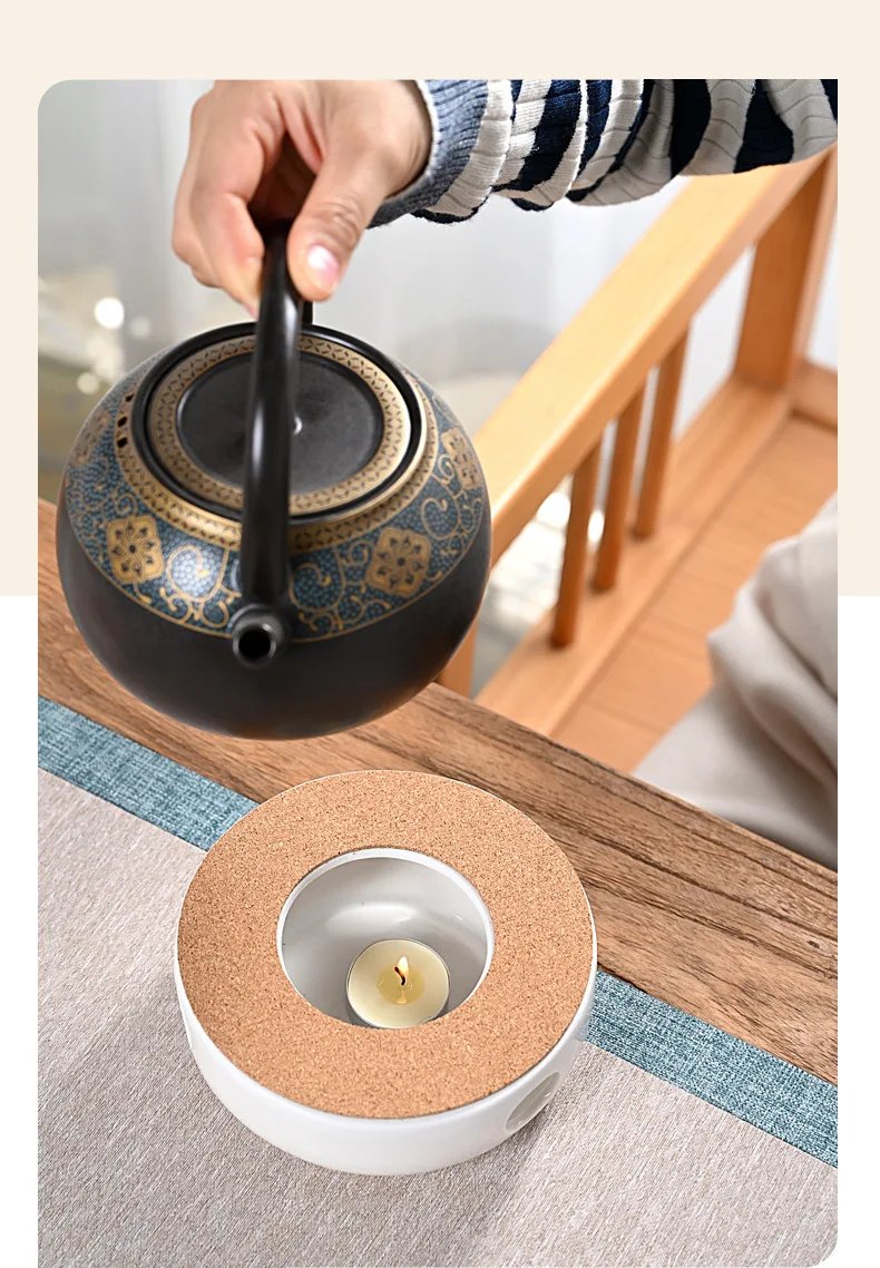 Ceramic Teapot Warmer Holder Base Tea Warmer Insulation Base Tea Coffee Water Warmer Candle Heating Base Holder Teaware