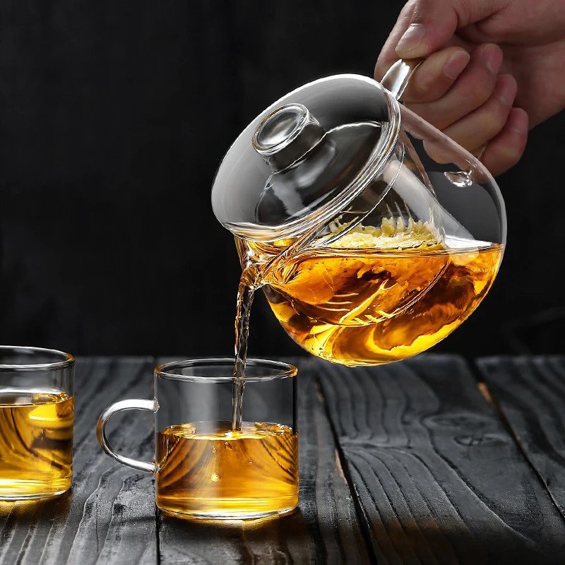 480/650ml Heat-Resistant Teapot With Glass Tea Strainer Infuser Flower Kettle Kung Fu Teawear Set Puer Oolong Pot Teaware