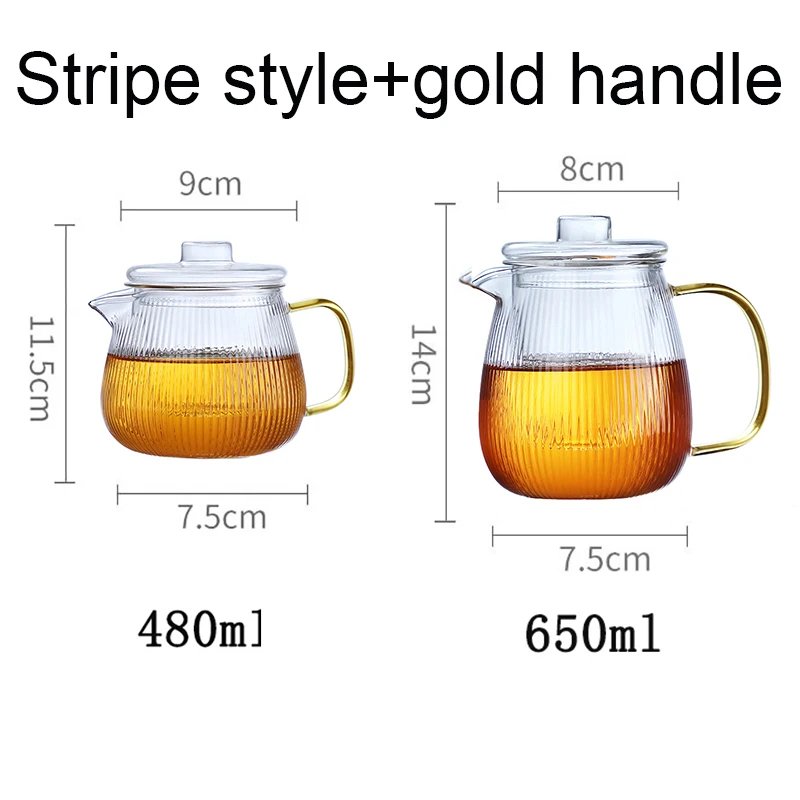 480/650ml Heat-Resistant Teapot With Glass Tea Strainer Infuser Flower Kettle Kung Fu Teawear Set Puer Oolong Pot Teaware