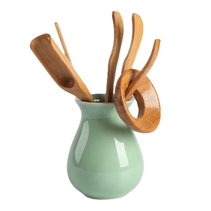 5 Pcs/set Kongfu Tea Ceremony Utensils Set Bamboo Teaspoons Tea Needle Tweezer Clips Strainer Tong Tube Teaware Acient Art Tools