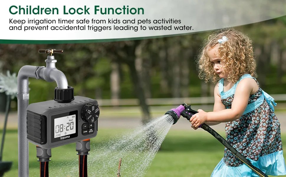 Insoma Smart Irrigation Watering System Dual Outlets Automatic Water Timer Sprinkle Faucet Hose Programmer for Garden Outdoor Insoma Smart Irrigation Watering System Dual Outlets Automatic Water Timer Sprinkle Faucet Hose Programmer for Garden Outdoor