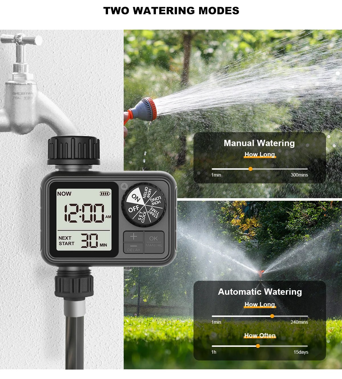Eshico New Smart Dial & Button Water Timer M02 Automatic Timed Irrigation System Outdoor Home Garden Lawn Greenhouse Supplies