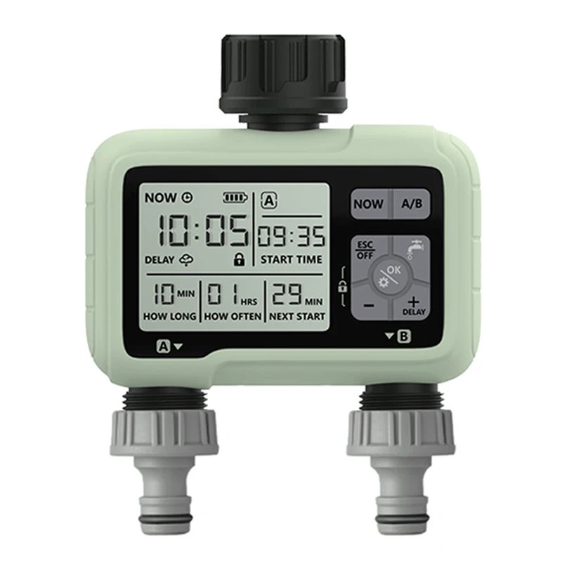 Eshico HCT-326 Super Timing 2-Outlet Water Timer Precisely Watering Up Outdoor Automatic Irrigation Fully Adjustable Program Eshico HCT-326 Super Timing 2-Outlet Water Timer Precisely Watering Up Outdoor Automatic Irrigation Fully Adjustable Program