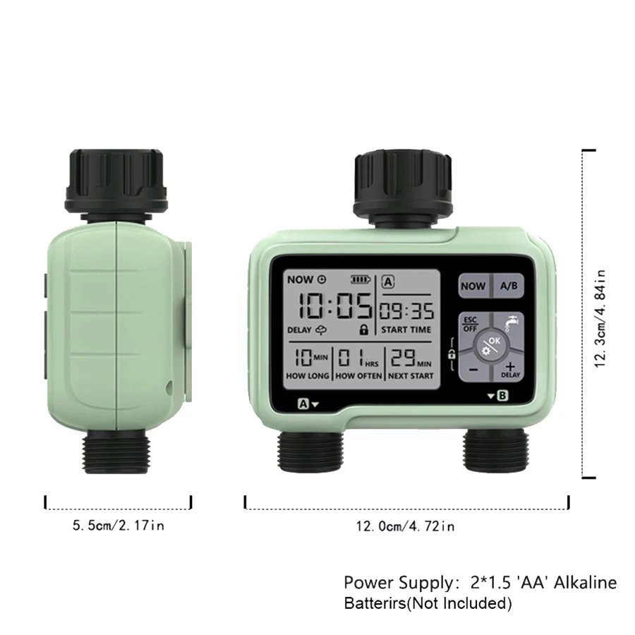 Eshico HCT-326 Super Timing 2-Outlet Water Timer Precisely Watering Up Outdoor Automatic Irrigation Fully Adjustable Program