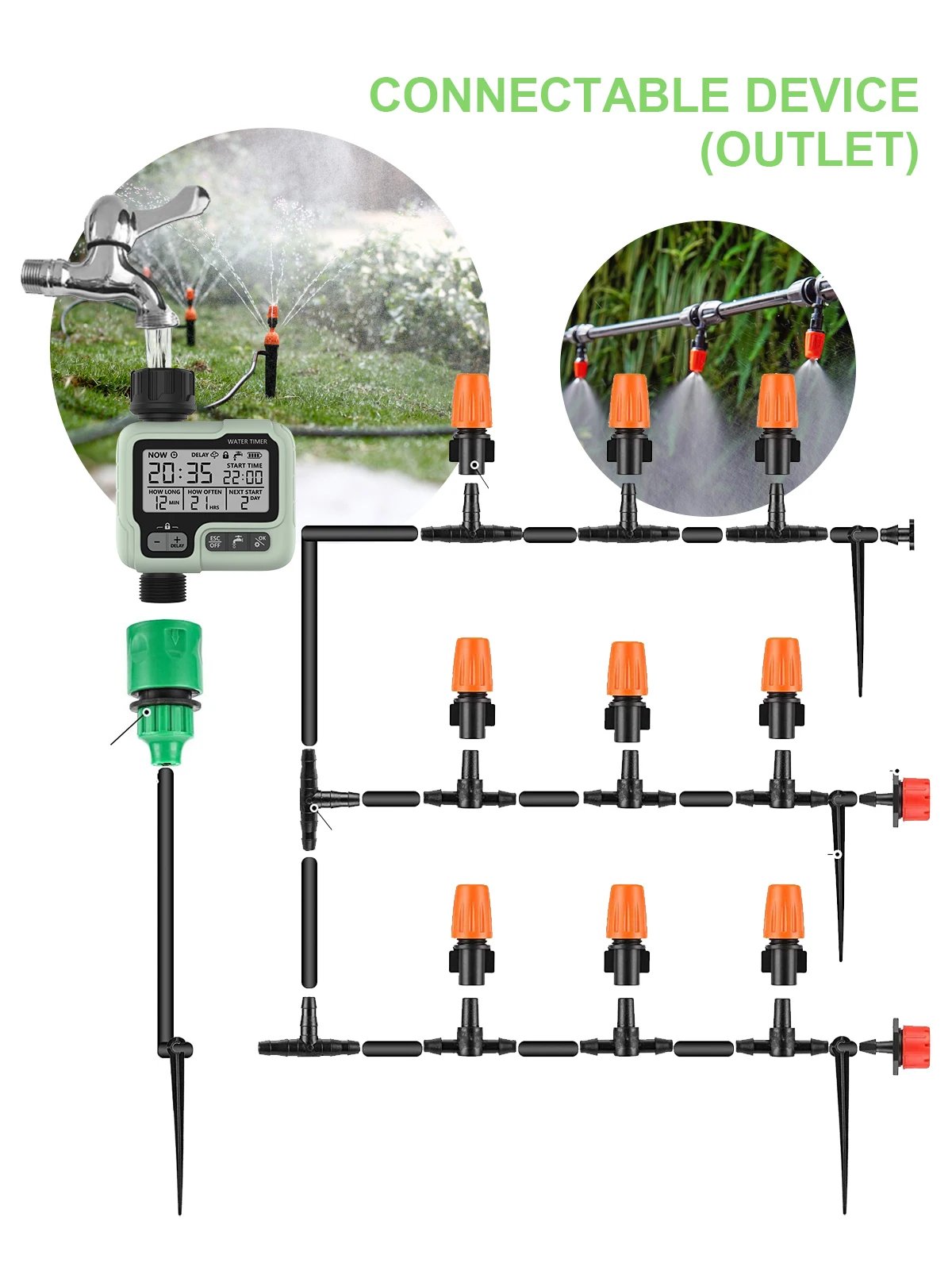 Reswat HCT-322 Automatic Water Timer Garden Digital Irrigation Machine Intelligent Sprinkler Used Outdoor to Save Water&Time