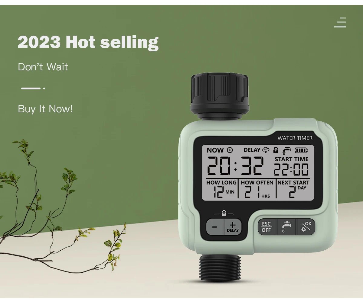 Reswat HCT-322 Automatic Water Timer Garden Digital Irrigation Machine Intelligent Sprinkler Used Outdoor to Save Water&Time