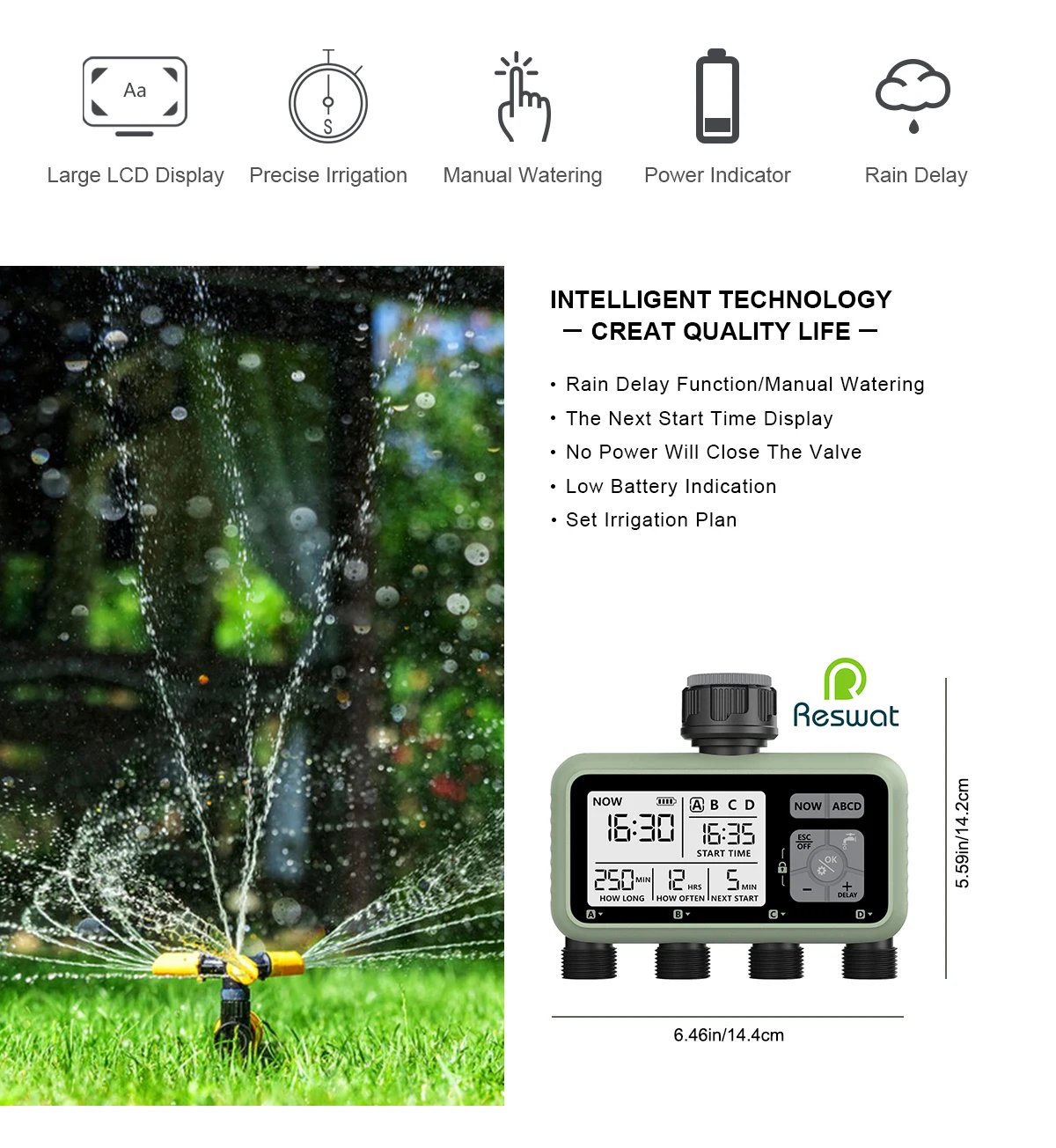 Eshico 4-Outlet Water Timers Multifunctional Sprinklers Multi Caliber Adaptation Convenient Installation Youngs Garden Tools